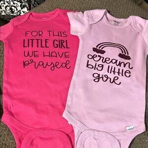 Pink and Light Purple Baby Bodysuits Set